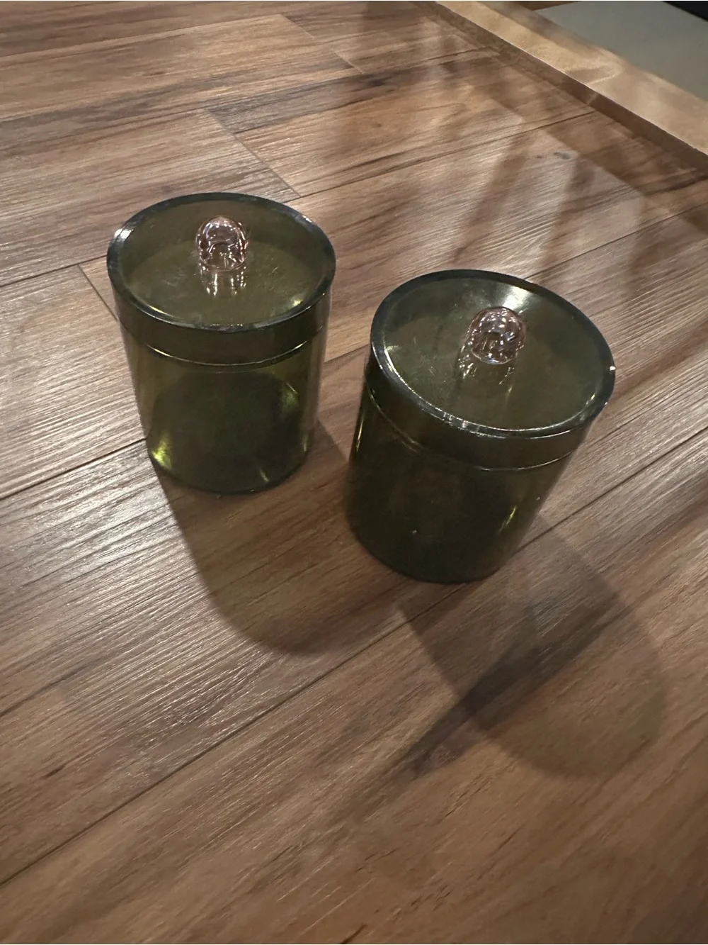 Green Lidded Canisters - Set of 2